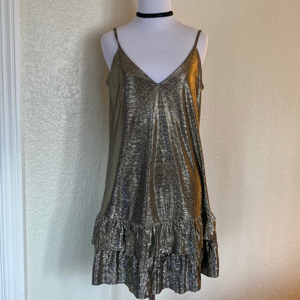 Mini dress metallic gold